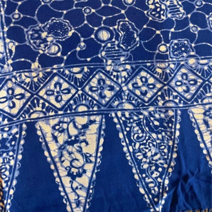 Handmade Batik Scarf, soft Cotton, Boulder, Blue, Light Blue, White