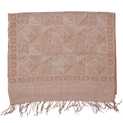 Handmade Batik Scarf - soft Cotton - Apricot Grid, Peach, Coral