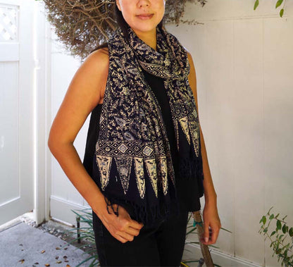 Handmade Batik Scarf - Cotton - Foliage