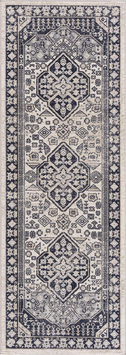 Cabacungan Cream & Gray Washable Area Rug - Clearance 2'7" x 7'3" Runner