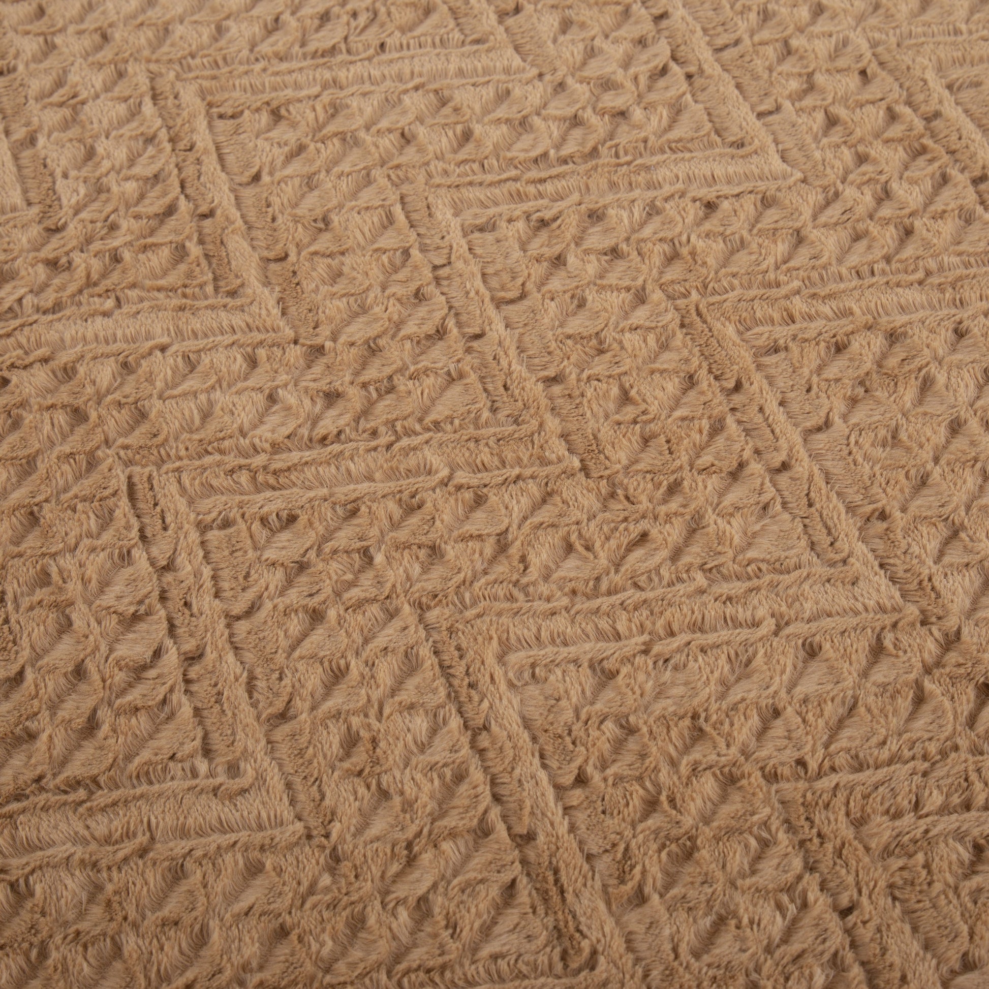 Tache Caramel Brown Faux Fur Throw Blanket Chevron Geometric Embossed (#10)