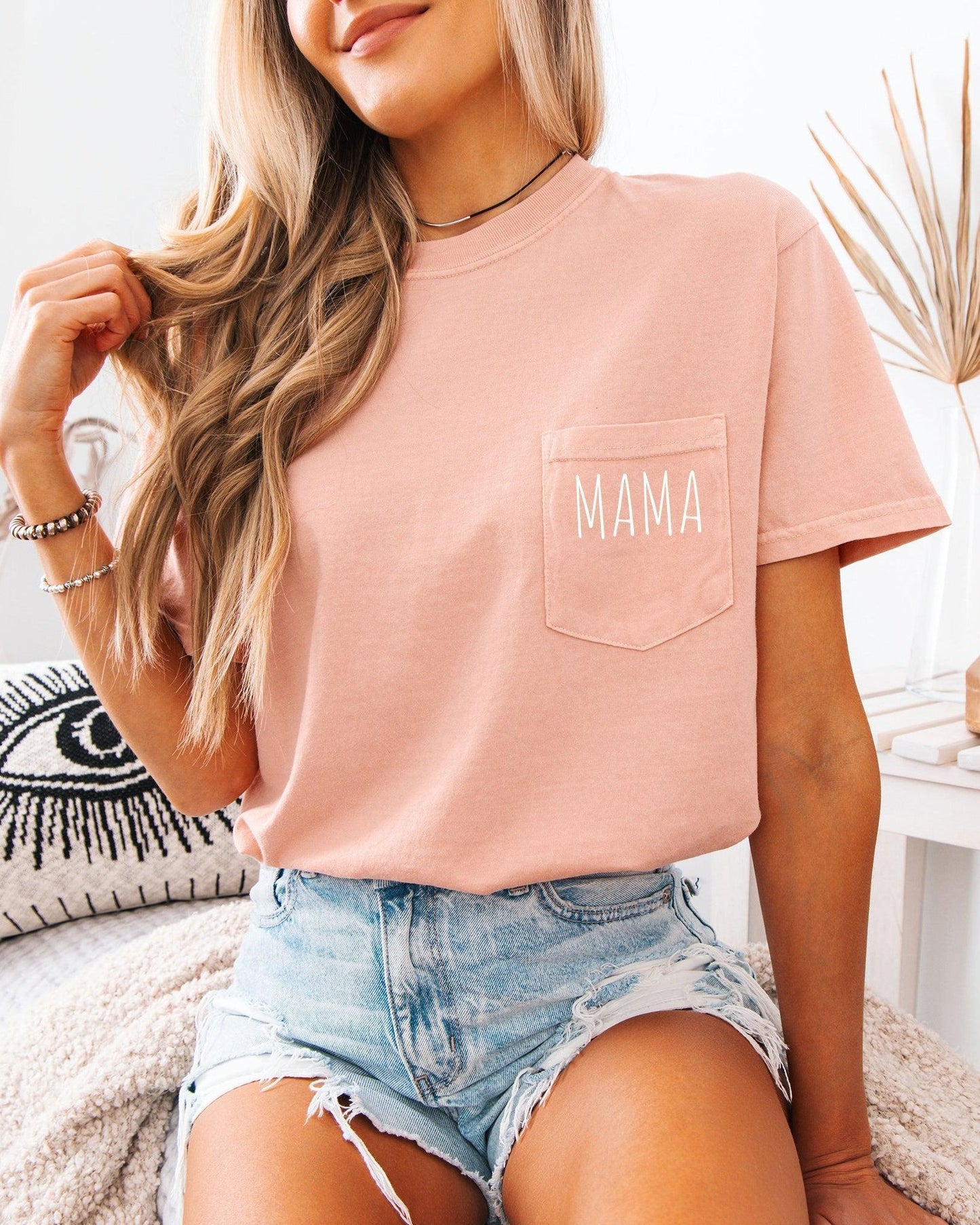 Mama Comfort Colors Pocket T Shirt Peachy