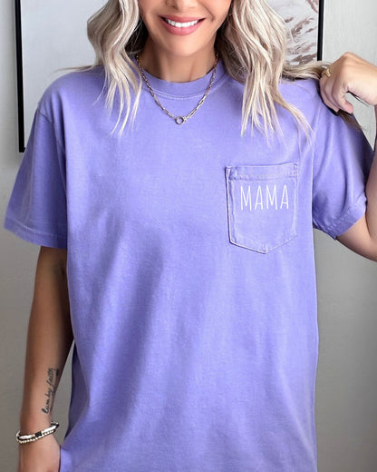 Mama Comfort Colors Pocket T Shirt Violet