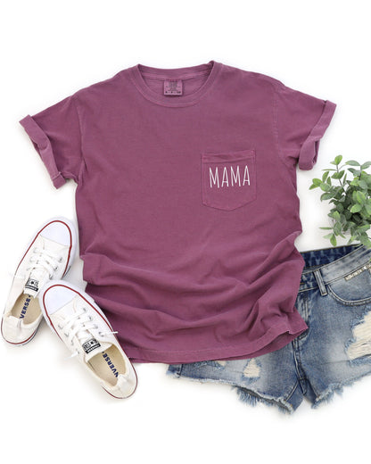 Mama Comfort Colors Pocket T Shirt Berry