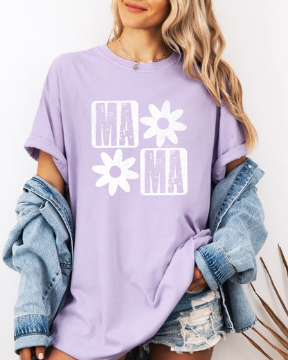 Mama Flower Comfort Colors T-Shirt – Floral Graphic Garment-Dyed Mom Tee Orchid