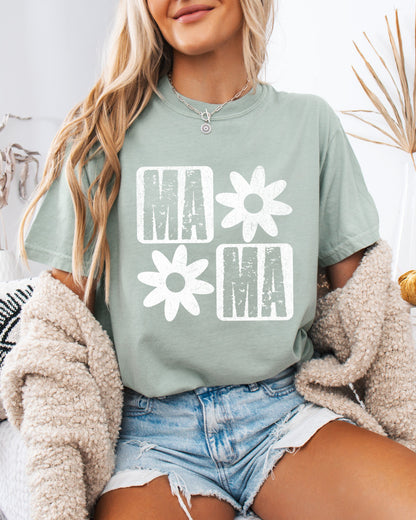 Mama Flower Comfort Colors T-Shirt – Floral Graphic Garment-Dyed Mom Tee Bay