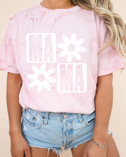Mama Flower Comfort Colors T-Shirt – Floral Graphic Garment-Dyed Mom Tee Clay