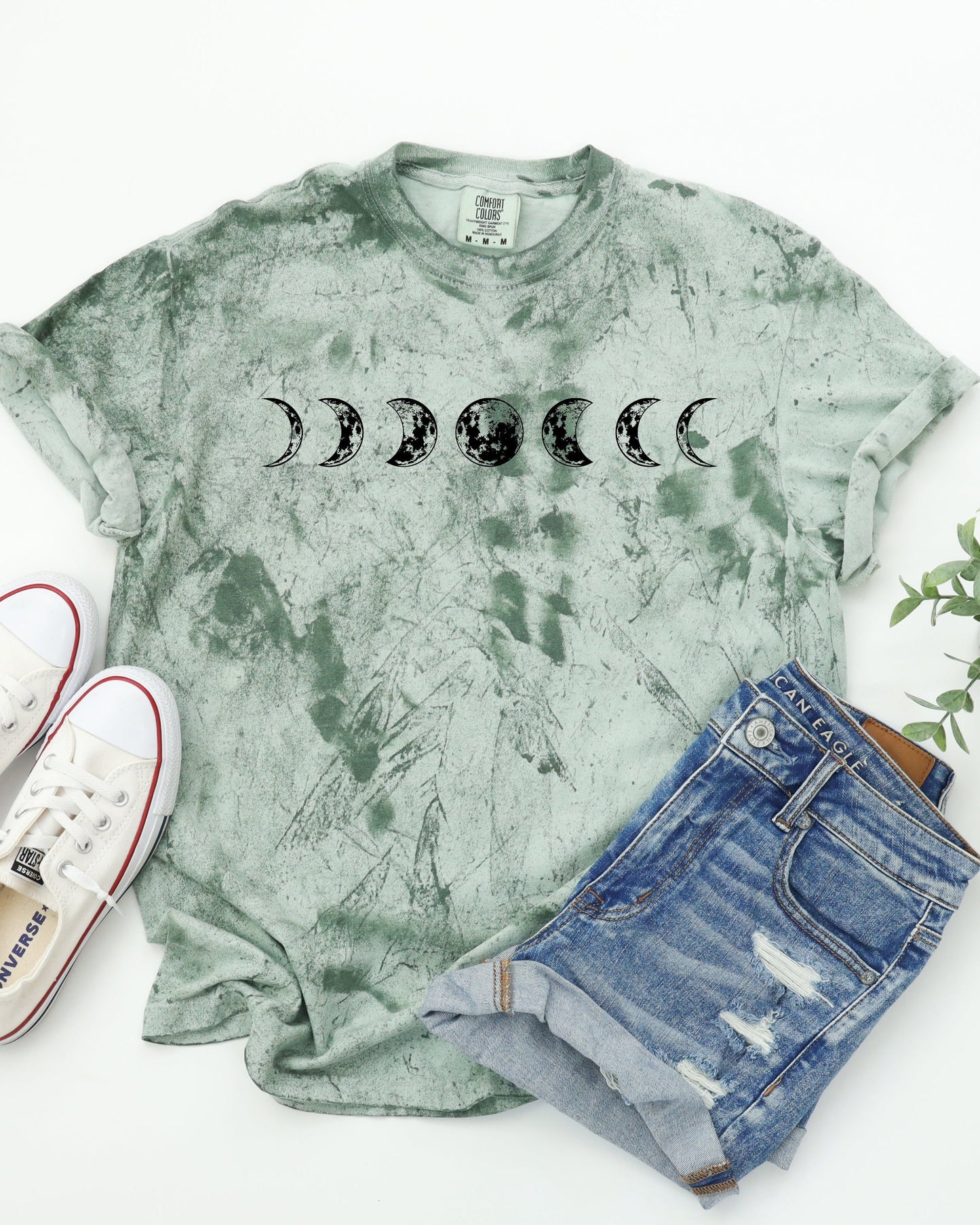 Moon Phase Nature Comfort Colors Garment-Dyed T-Shirt – Summer Vacation Camping Graphic Tee Fern