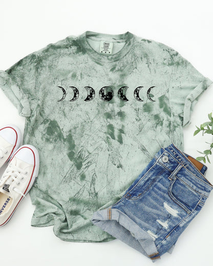 Moon Phase Nature Comfort Colors Garment-Dyed T-Shirt – Summer Vacation Camping Graphic Tee Fern