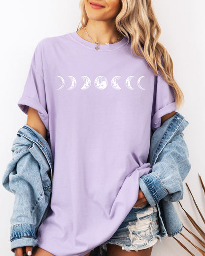 Moon Phase Nature Comfort Colors Garment-Dyed T-Shirt – Summer Vacation Camping Graphic Tee Orchid