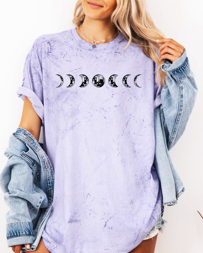 Moon Phase Nature Comfort Colors Garment-Dyed T-Shirt – Summer Vacation Camping Graphic Tee Amethyst