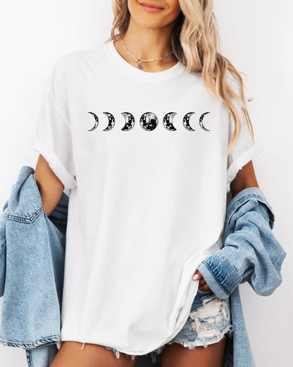 Moon Phase Nature Comfort Colors Garment-Dyed T-Shirt – Summer Vacation Camping Graphic Tee White