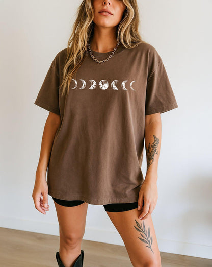 Moon Phase Nature Comfort Colors Garment-Dyed T-Shirt – Summer Vacation Camping Graphic Tee Espresso