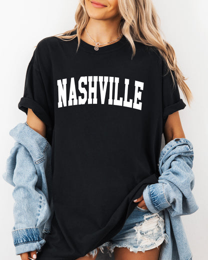 Nashville City Comfort Colors T-Shirt – Garment-Dyed Vintage Travel Graphic Tee Black