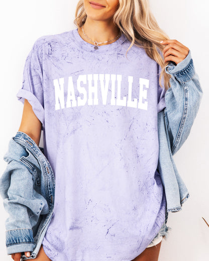 Nashville City Comfort Colors T-Shirt – Garment-Dyed Vintage Travel Graphic Tee Amethyst