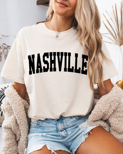 Nashville City Comfort Colors T-Shirt – Garment-Dyed Vintage Travel Graphic Tee Ivory