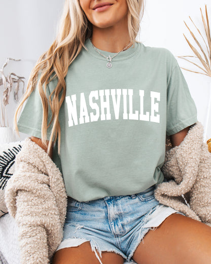 Nashville City Comfort Colors T-Shirt – Garment-Dyed Vintage Travel Graphic Tee Bay