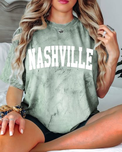 Nashville City Comfort Colors T-Shirt – Garment-Dyed Vintage Travel Graphic Tee Fern