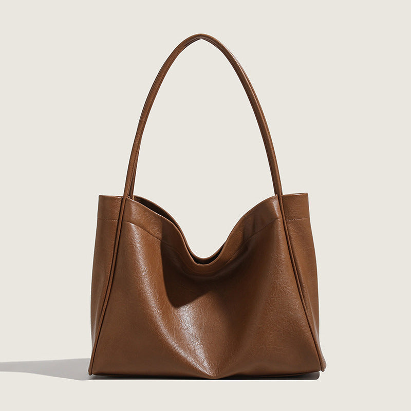 Elegant Ladies Tote Bag – Retro Minimalist & Versatile Commuter Shoulder Bag for Autumn and Winter brown
