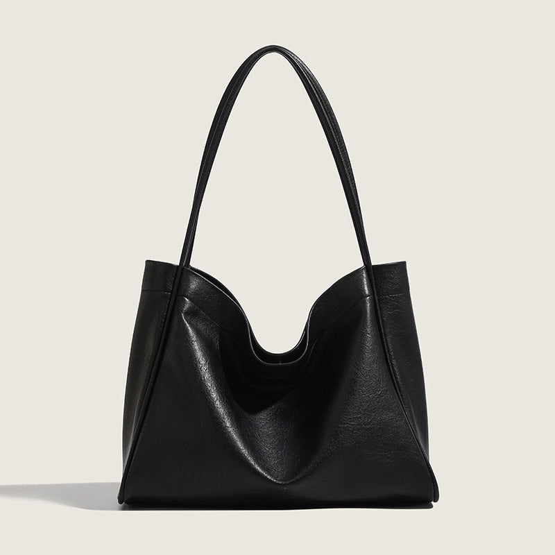 Elegant Ladies Tote Bag – Retro Minimalist & Versatile Commuter Shoulder Bag for Autumn and Winter black