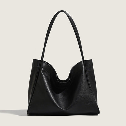 Elegant Ladies Tote Bag – Retro Minimalist & Versatile Commuter Shoulder Bag for Autumn and Winter black