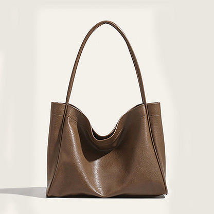 Elegant Ladies Tote Bag – Retro Minimalist & Versatile Commuter Shoulder Bag for Autumn and Winter khaki