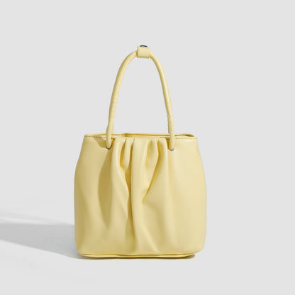 Square pleated versatile bag, bag women's fashion women's tote bag, portable casual shoulder bag Yellow