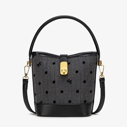 Fashion casual bucket bag, simple handbag, small tote bag, versatile commuter shoulder Crossbody bag Black