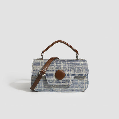 Handheld small tote bag, bag women's autumn fashion office workers handheld bag, small square bag, shoulder Crossbody bag women Jeans blue