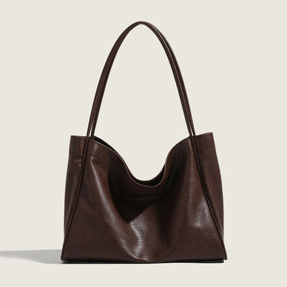 Elegant Ladies Tote Bag – Retro Minimalist & Versatile Commuter Shoulder Bag for Autumn and Winter coffee color