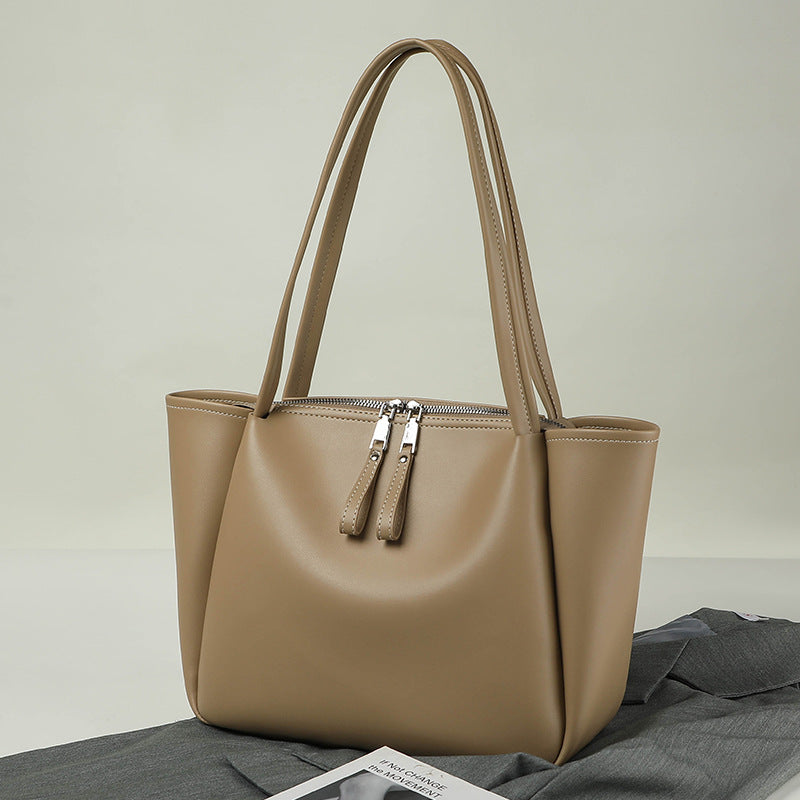 Elegant Large Tote Bag for Female - Handbag with Soft PU Material and Large Capacity for Everyday Style hobo khaki