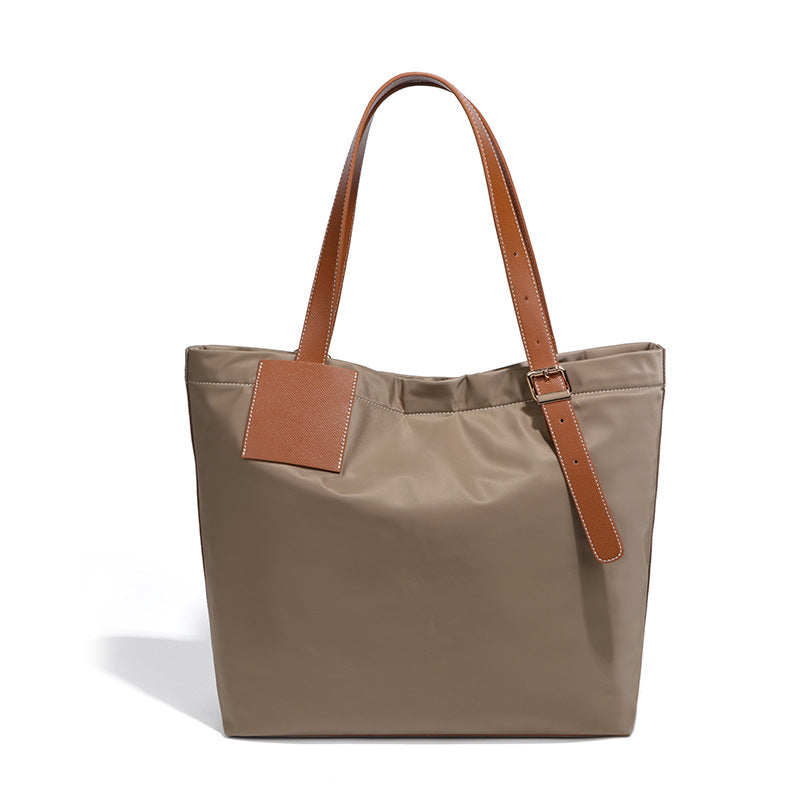 Stylish Nylon Cloth Tote Bag - Casual Solid Color Mommy Bag for Travel & Everyday Versatility D2044 #khaki