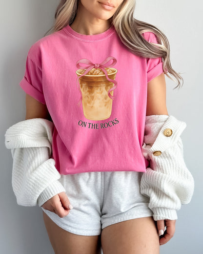 On the Rocks Iced Latte Comfort Colors Garment-Dyed T-Shirt – Coffee Lover Graphic Tee Crunchberry