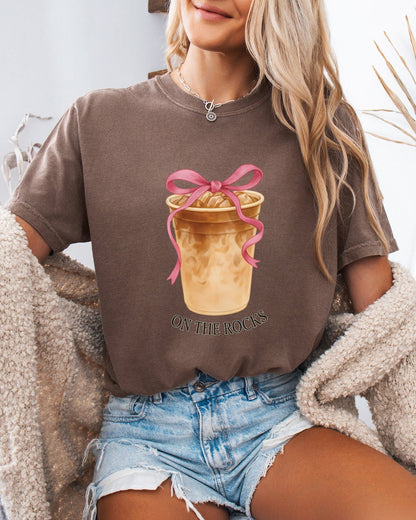 On the Rocks Iced Latte Comfort Colors Garment-Dyed T-Shirt – Coffee Lover Graphic Tee Espresso