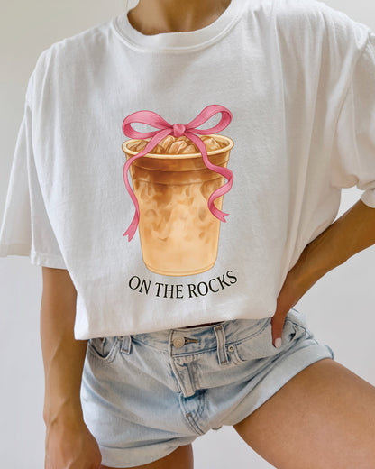 On the Rocks Iced Latte Comfort Colors Garment-Dyed T-Shirt – Coffee Lover Graphic Tee Clay
