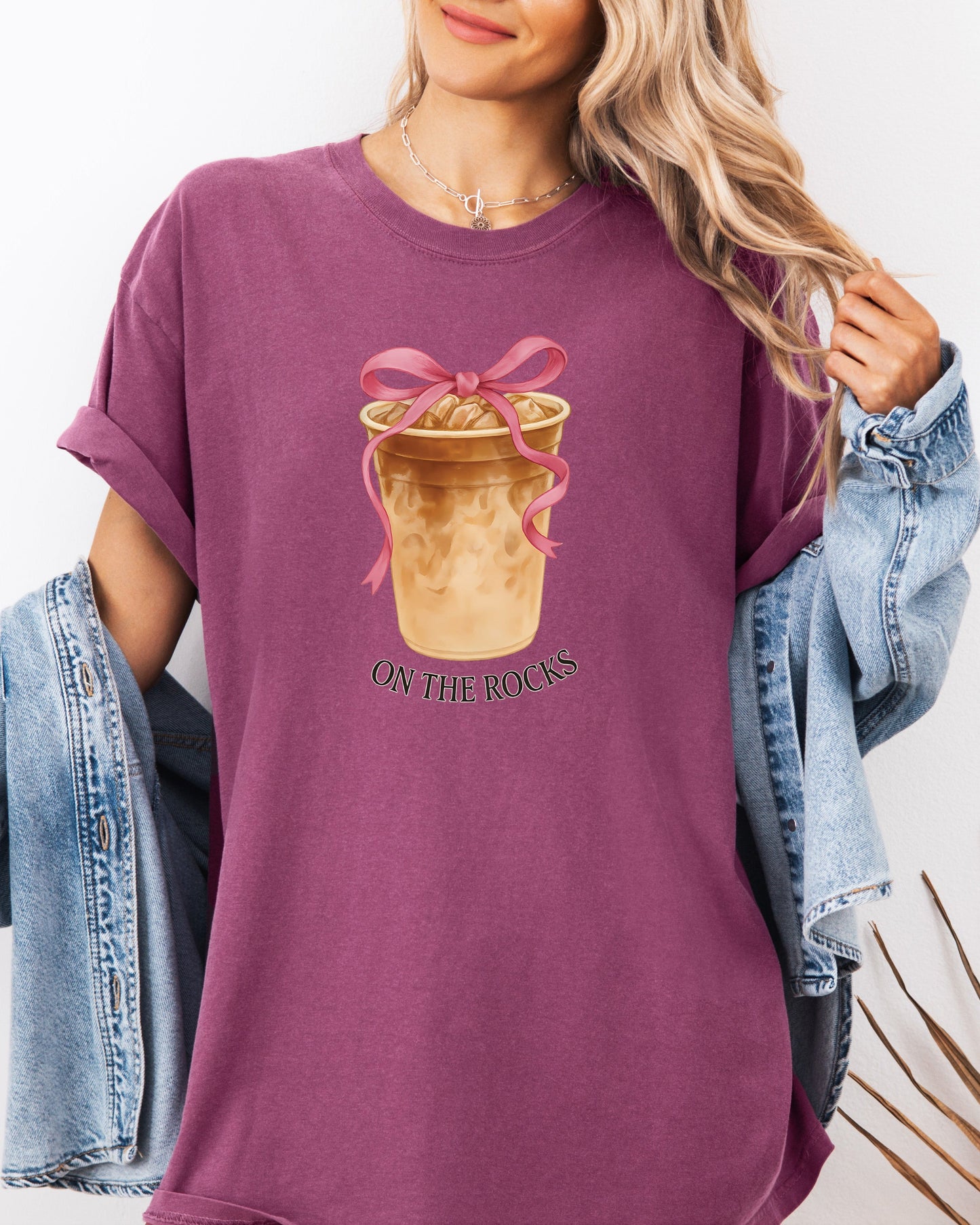 On the Rocks Iced Latte Comfort Colors Garment-Dyed T-Shirt – Coffee Lover Graphic Tee White
