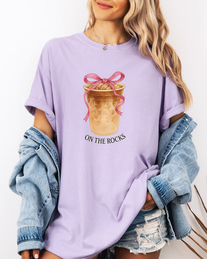 On the Rocks Iced Latte Comfort Colors Garment-Dyed T-Shirt – Coffee Lover Graphic Tee Berry