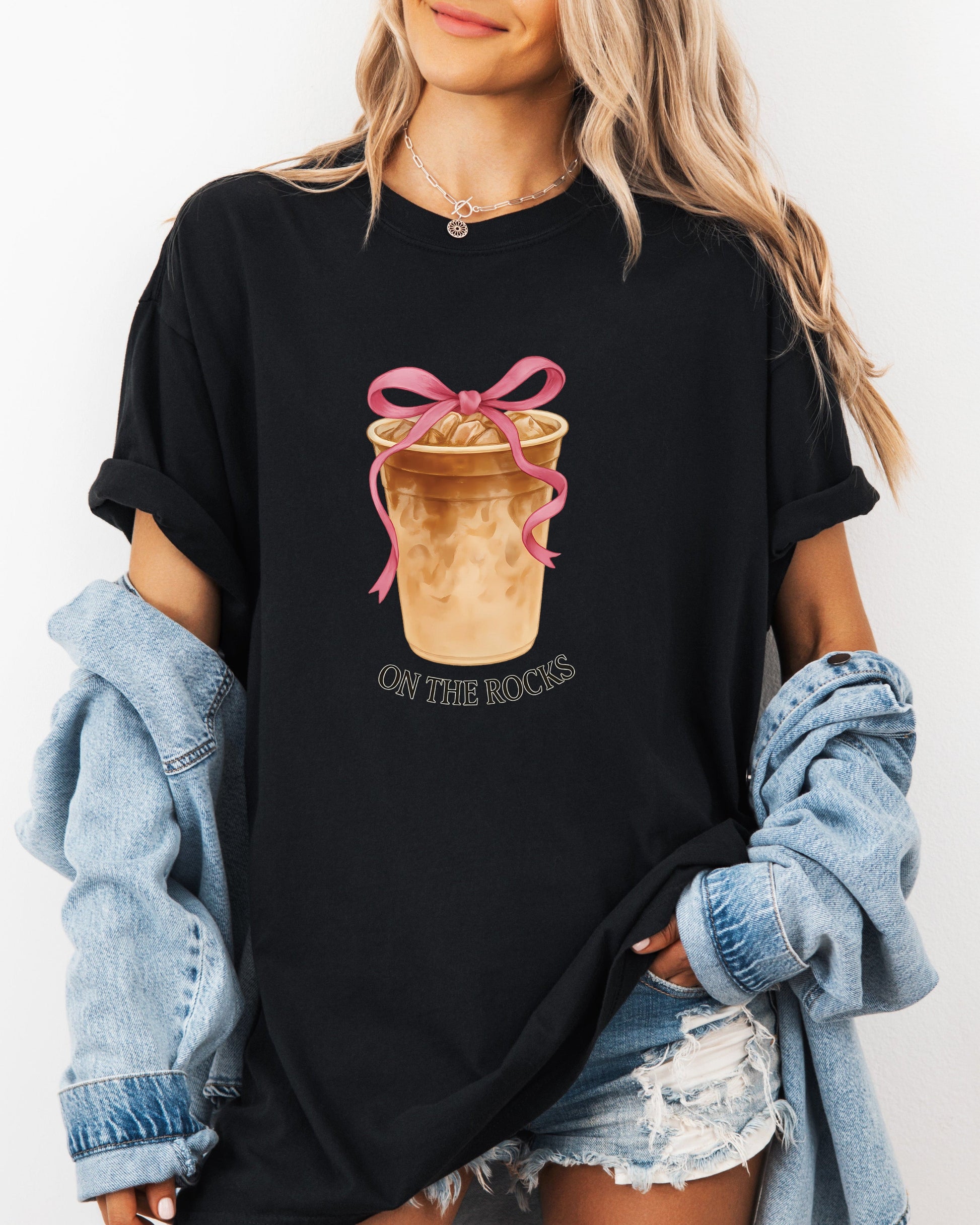On the Rocks Iced Latte Comfort Colors Garment-Dyed T-Shirt – Coffee Lover Graphic Tee Orchid