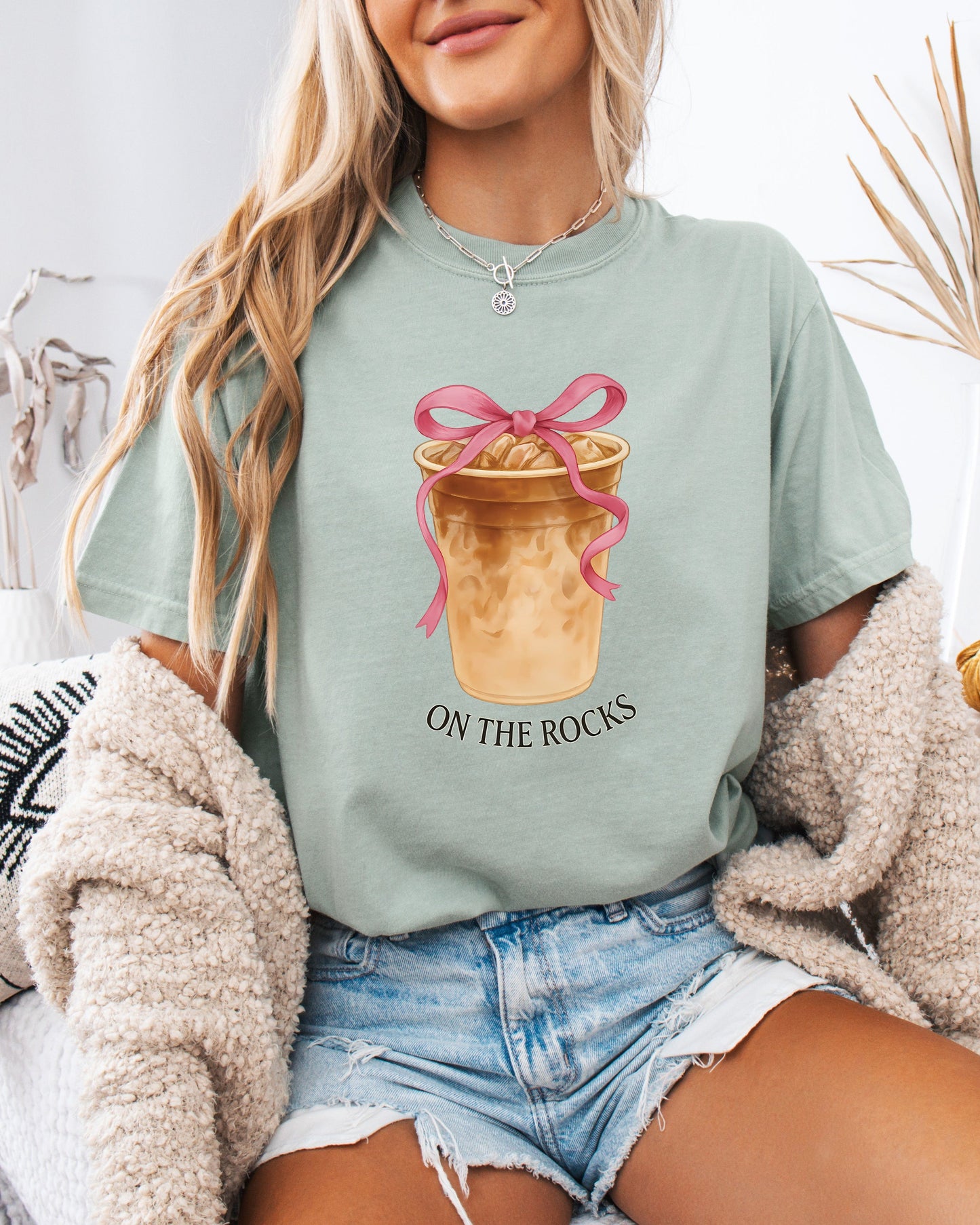 On the Rocks Iced Latte Comfort Colors Garment-Dyed T-Shirt – Coffee Lover Graphic Tee Ocean