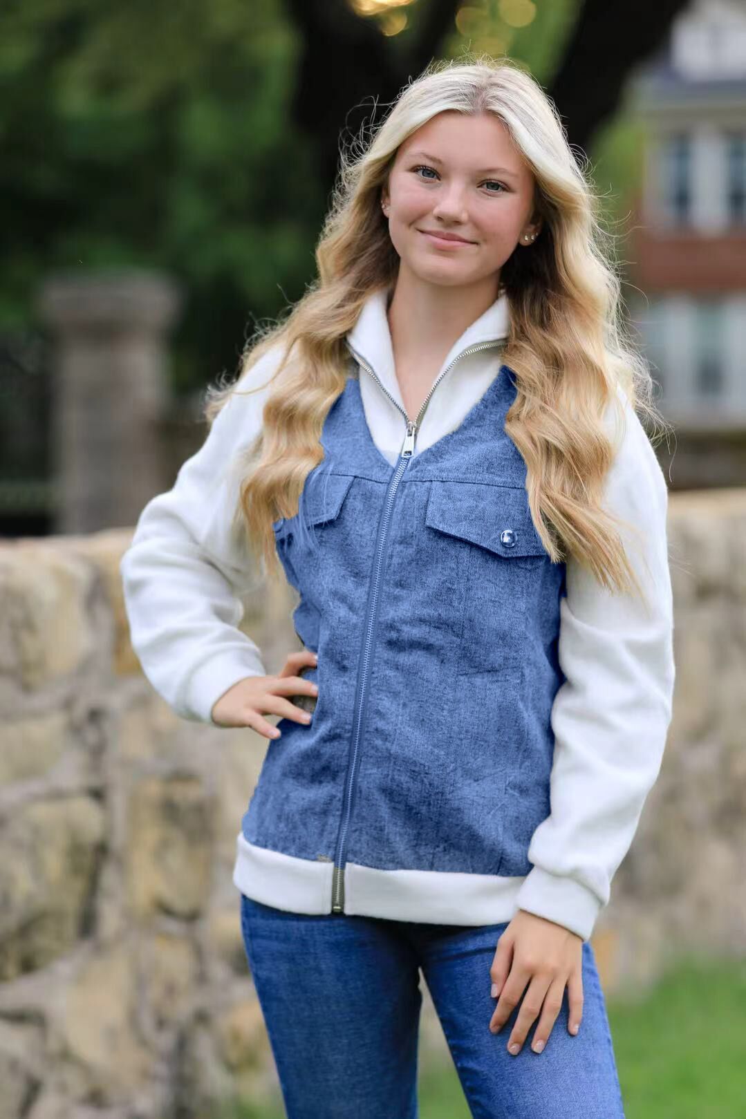 Zip up denim jacket Blue
