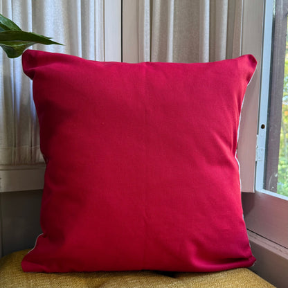 Red Snowflake Embroidered Pillow Cover