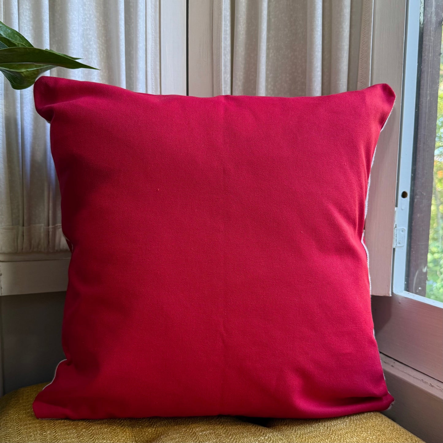 Red and White Winter Deer Embroidered Pillow Cover