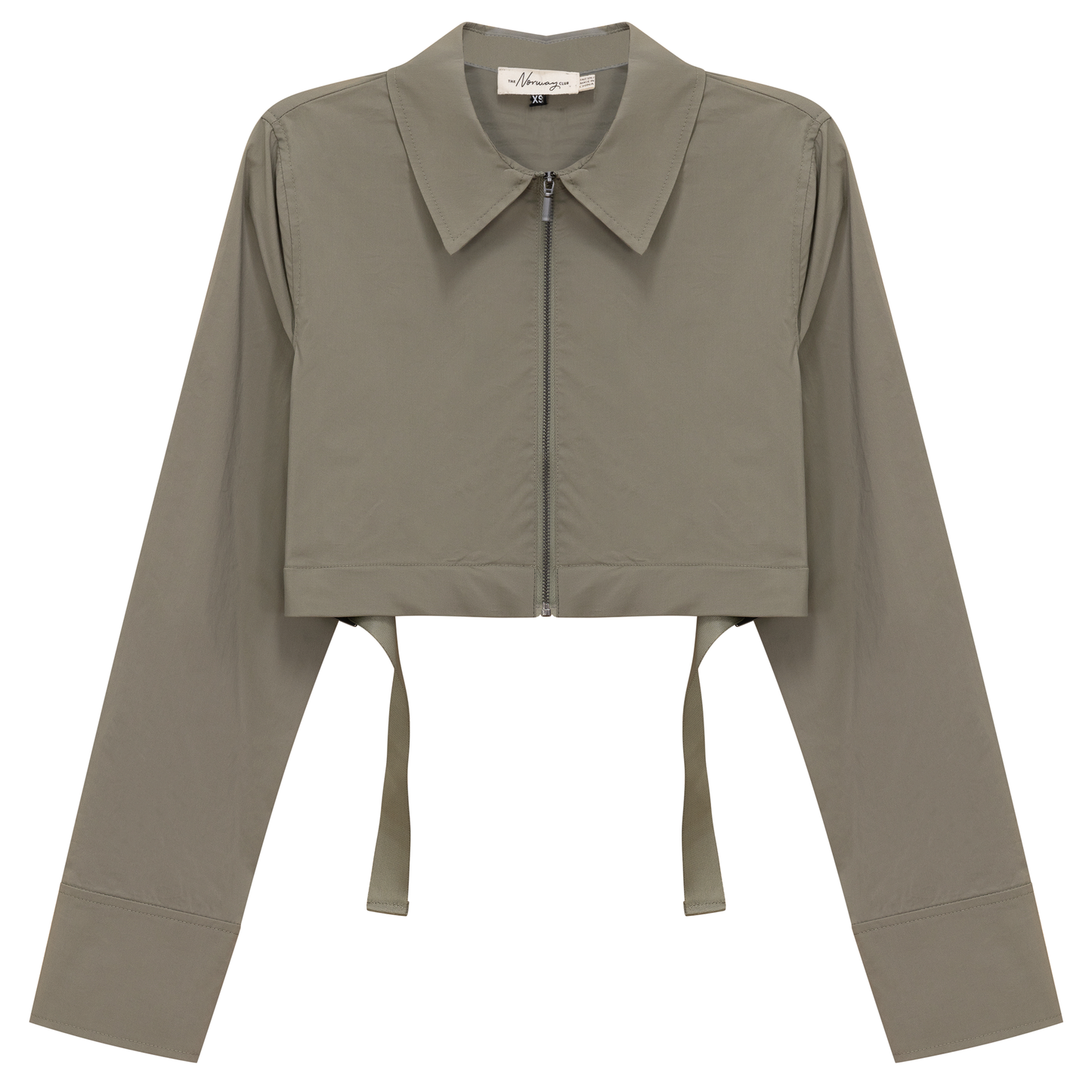 Cotton Cropped Ribbon Jacket Stone