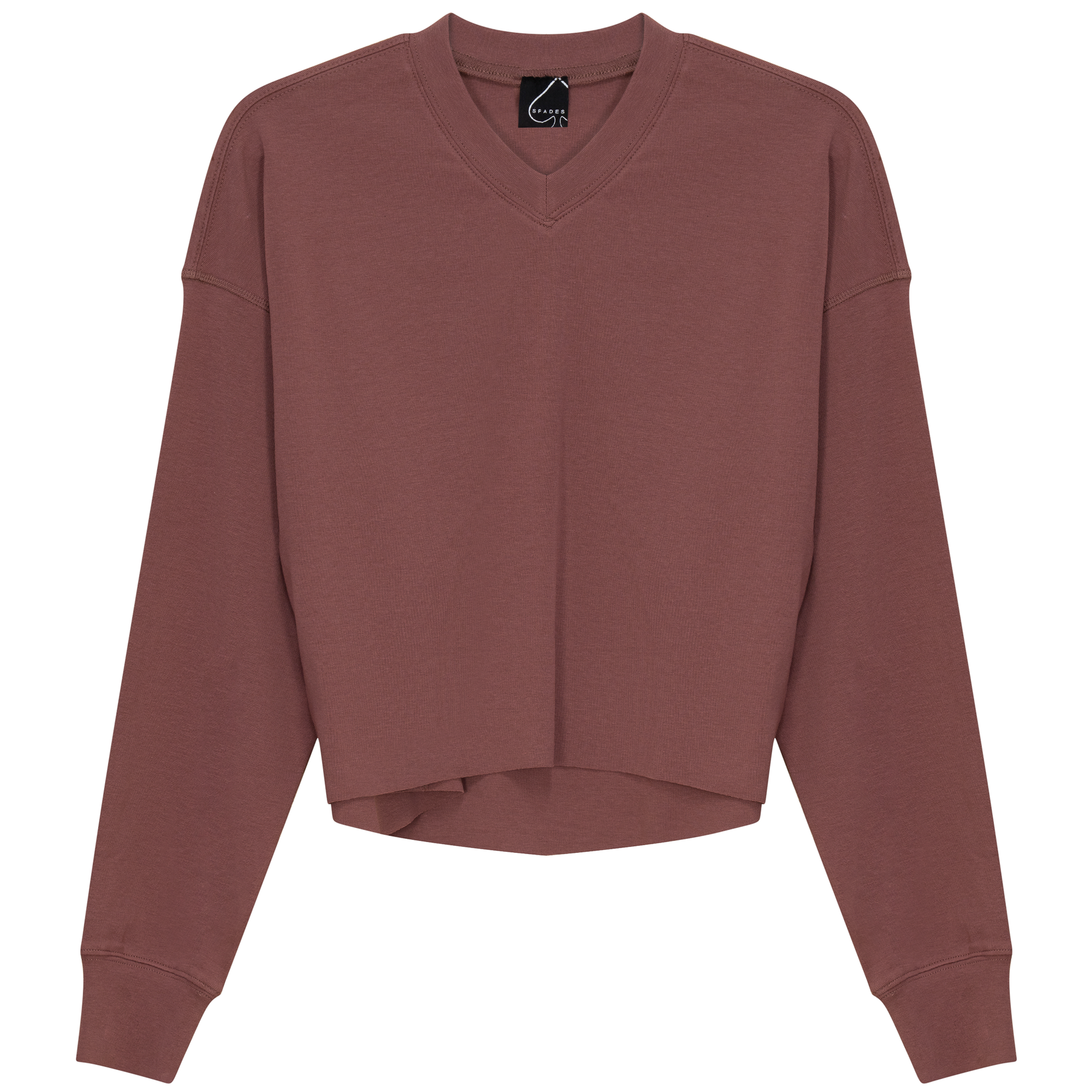 Cropped Cotton V Neck Top Champagne