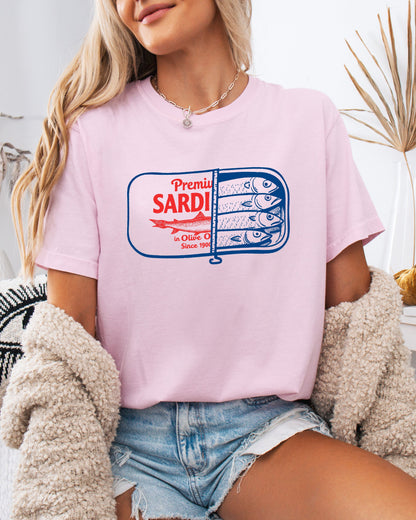 Sardines & Salmon Fish Comfort Colors T-Shirt – Nature Camping Hiking Outdoor Can Graphic Tee Blossom