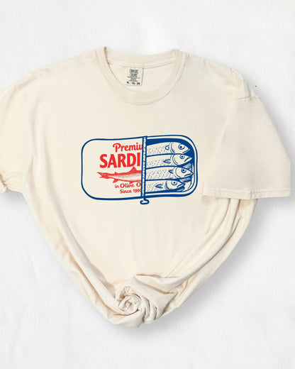 Sardines & Salmon Fish Comfort Colors T-Shirt – Nature Camping Hiking Outdoor Can Graphic Tee Ivory