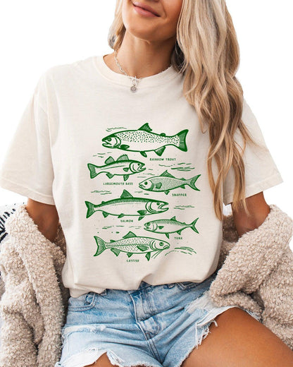 Sardines & Salmon Fish Comfort Colors T-Shirt – Nature Camping Hiking Outdoor Can Graphic Tee Ivory