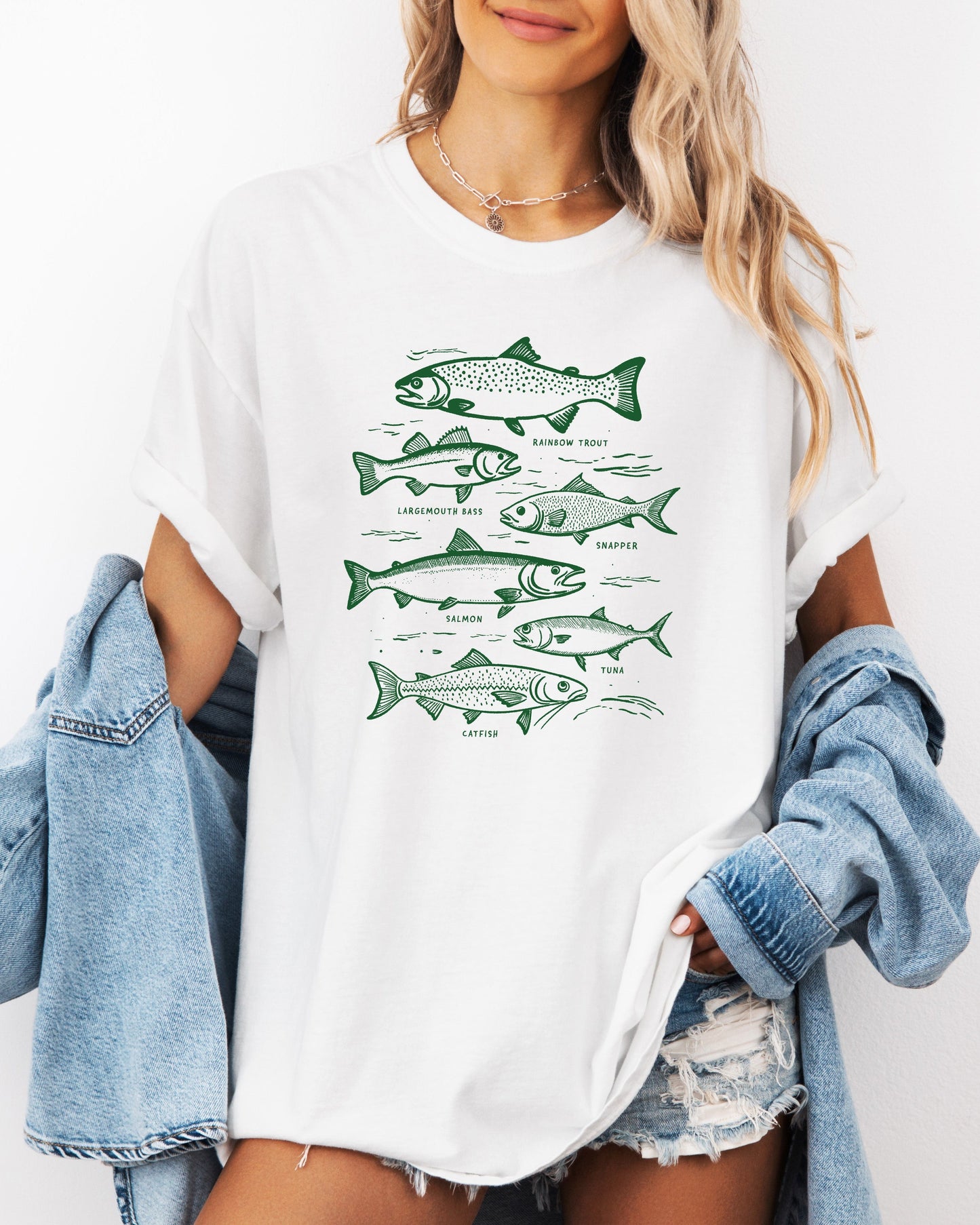 Sardines & Salmon Fish Comfort Colors T-Shirt – Nature Camping Hiking Outdoor Can Graphic Tee White