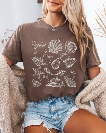 Seashell Lake Beach Comfort Colors Shirt – Mountain Hiking Camping Vacation Nature Graphic Espresso