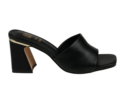 Women's Soho Black Square Toe Heeled Sandals